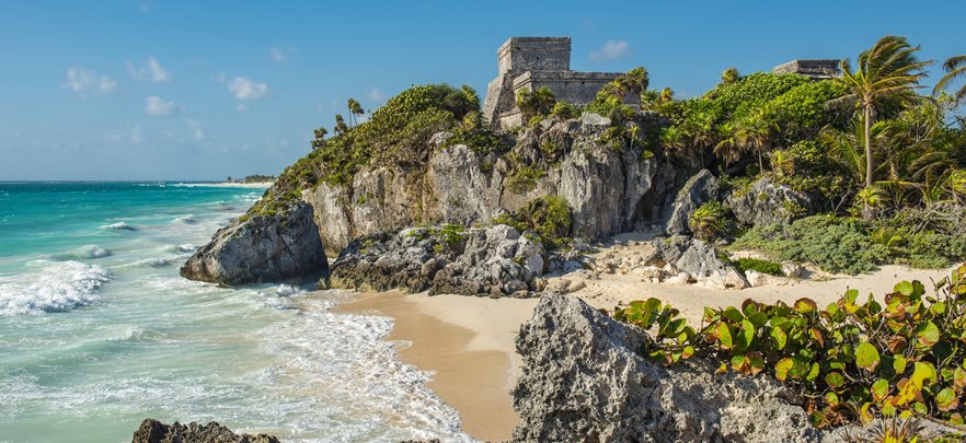 Hero,-Mayan-Ruins,-Coast,-Sea,-Trees,-Tulum,-Mexico