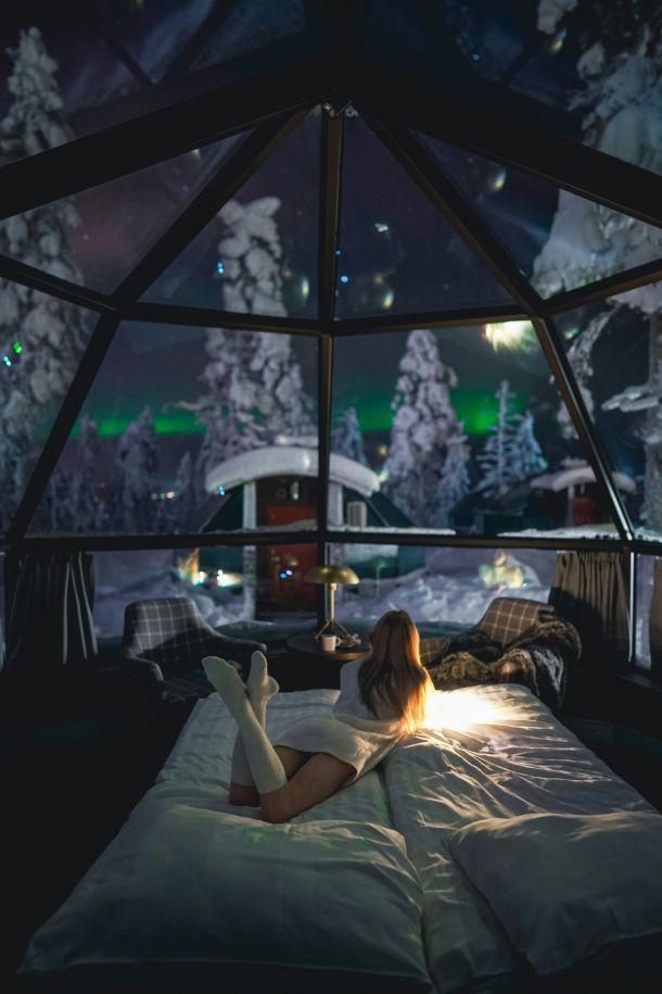 hotel iglu finska polarna svjetlost